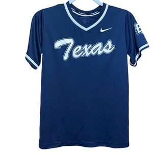 Nike Team Engineered‎ Texas Baseball Jersey Navy Blue V-Neck Shirt XL 14